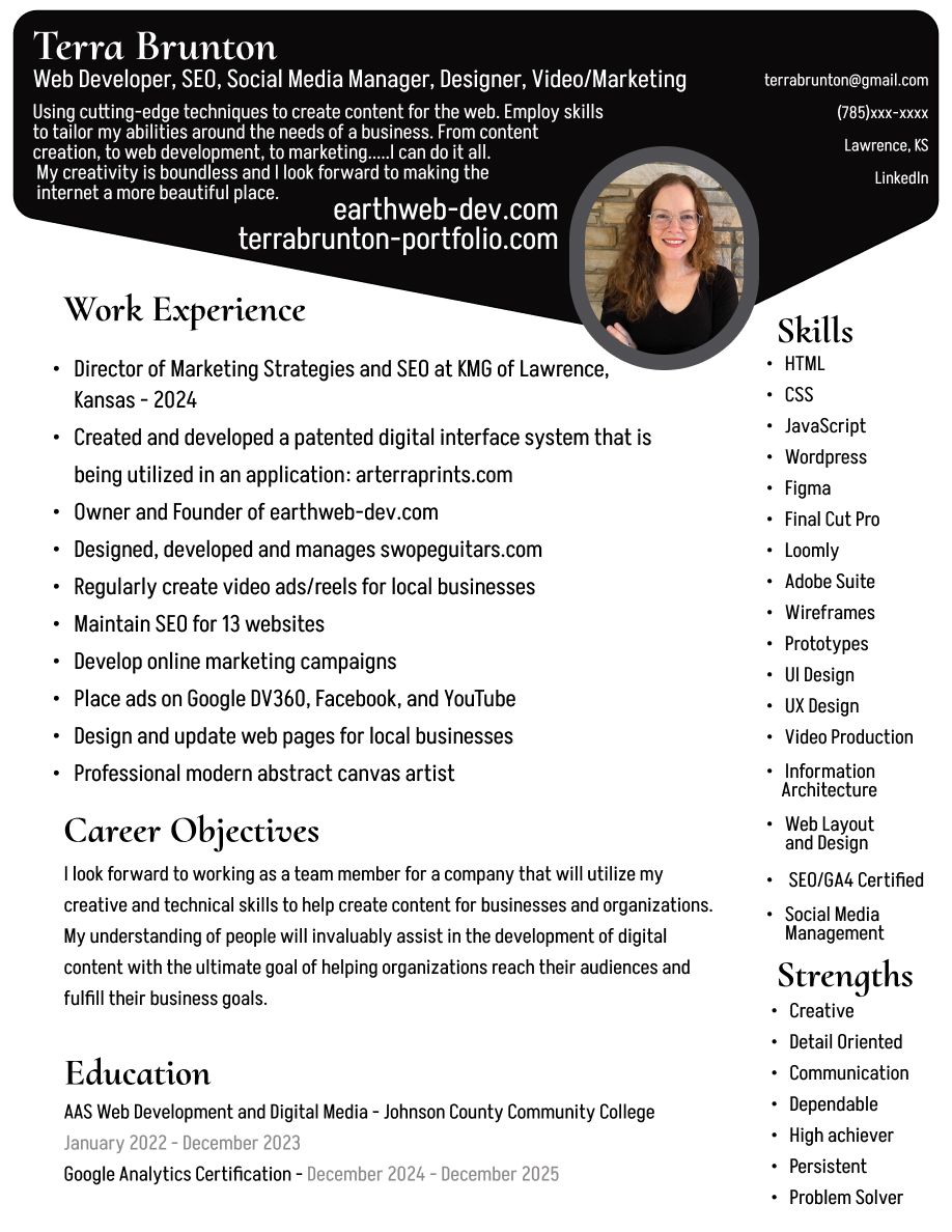 Terra Brunton's resume download.